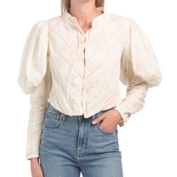 Free People Long Sleeve Eyelet Top - Picture 2 of 8